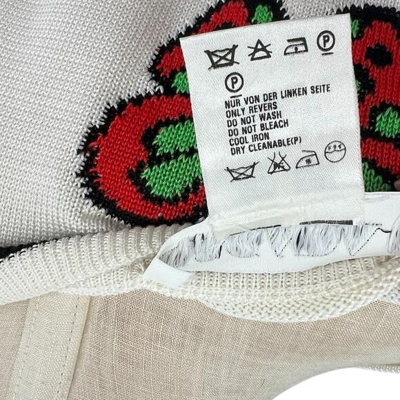 Escada Vintage Sweater Butterfly Stripe Print Cotton Cream Black Size 36 US 6 - Picture 12 of 12